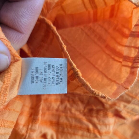 CJ Banks Blouse Women's 1X Orange Striped Button Down 3/4 Sleeve Collar NWT - Picture 7 of 16